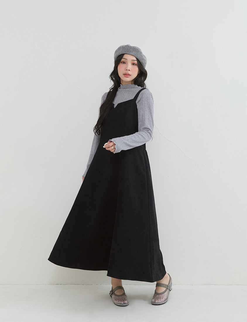 Soft Brushed V-Neckline Slim Fit Plus Size Cami Dress