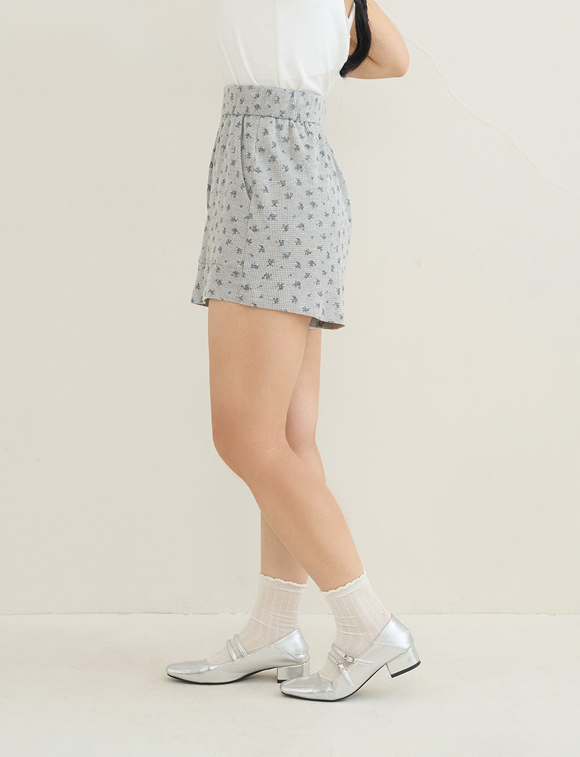 Sweet Floral Waffle Plus Size Shorts