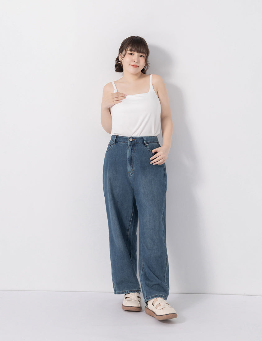 Apple-Shaped Friendly! Perfect Fit Slim Straight Cropped Plus Size Jeans