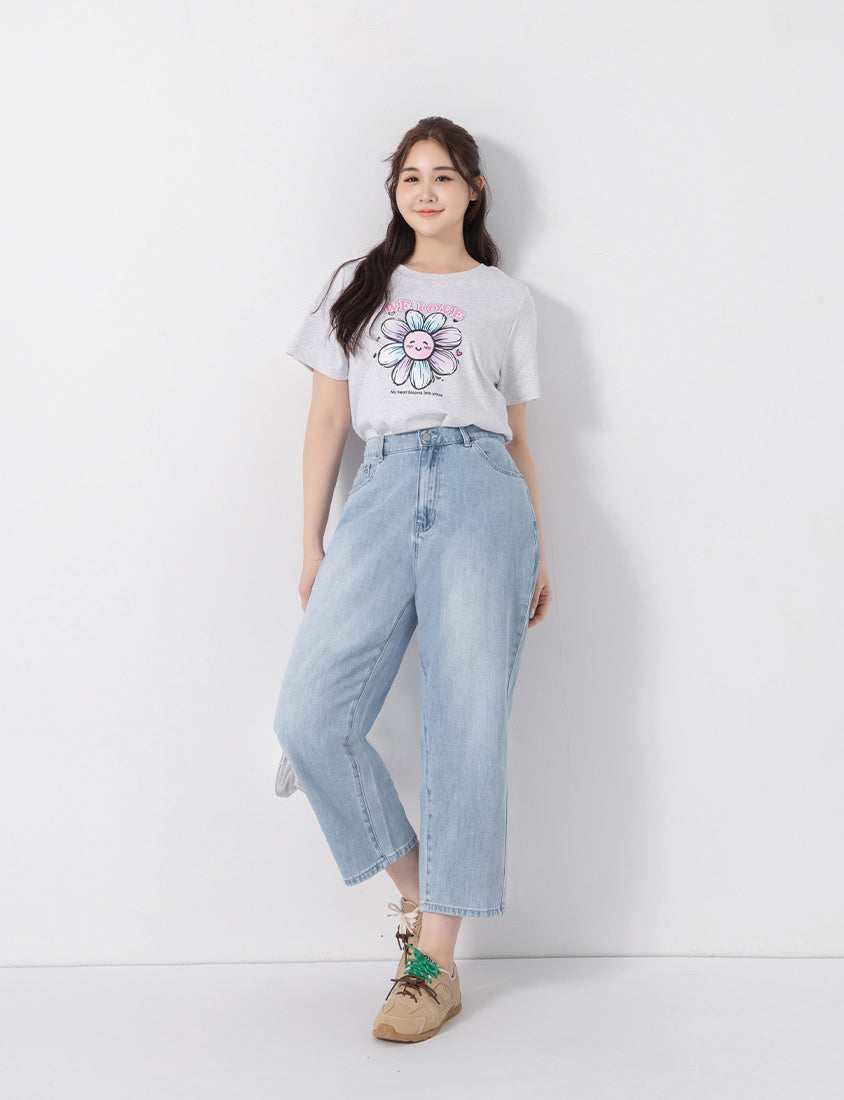 3D Gradient Floral Print Plus Size Tee