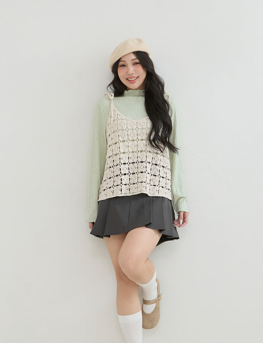 Slimming A-Line Pleated Plus Size Mini Skirt