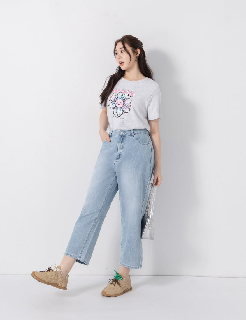 3D Gradient Floral Print Plus Size Tee