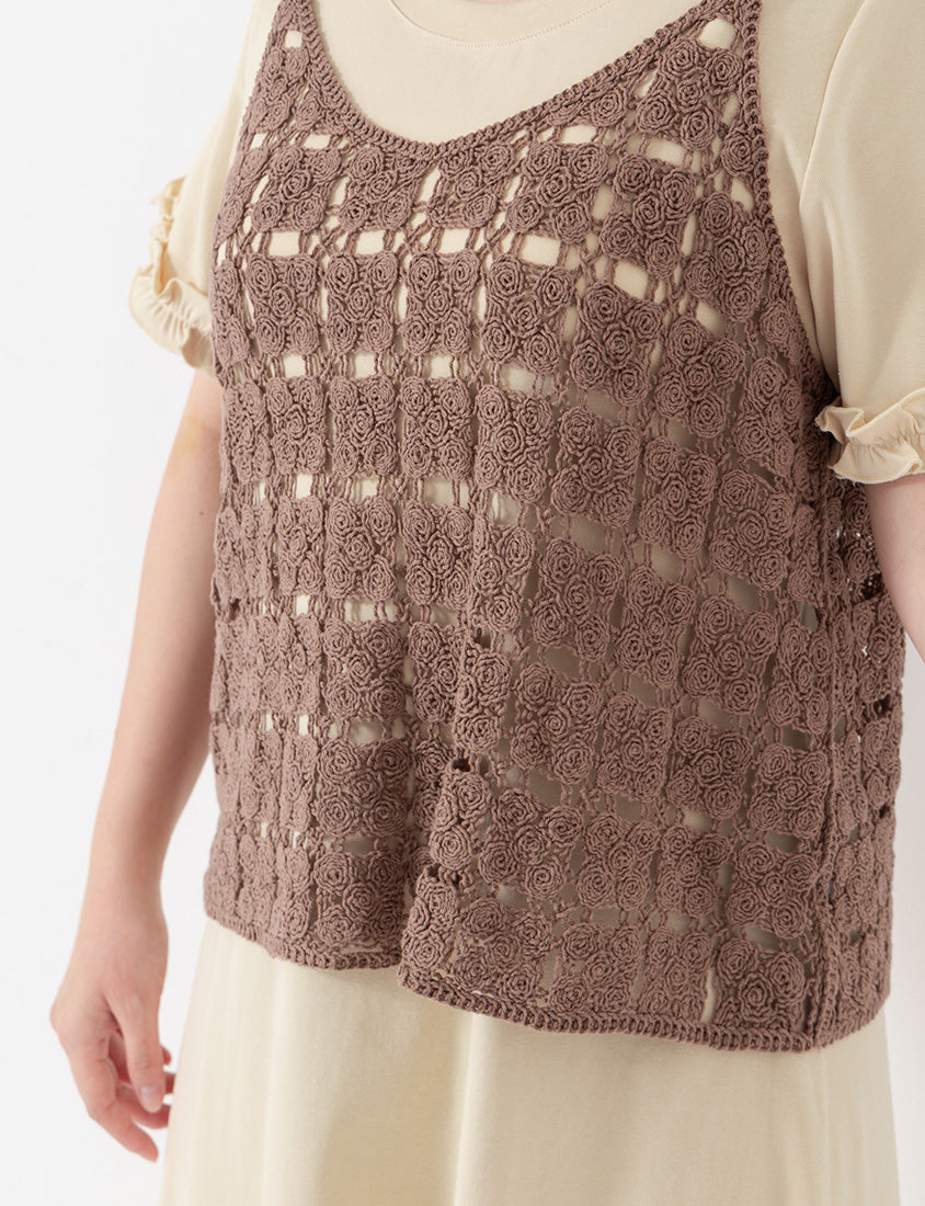Japanese-Inspired Crochet Grid Plus Size  Vest