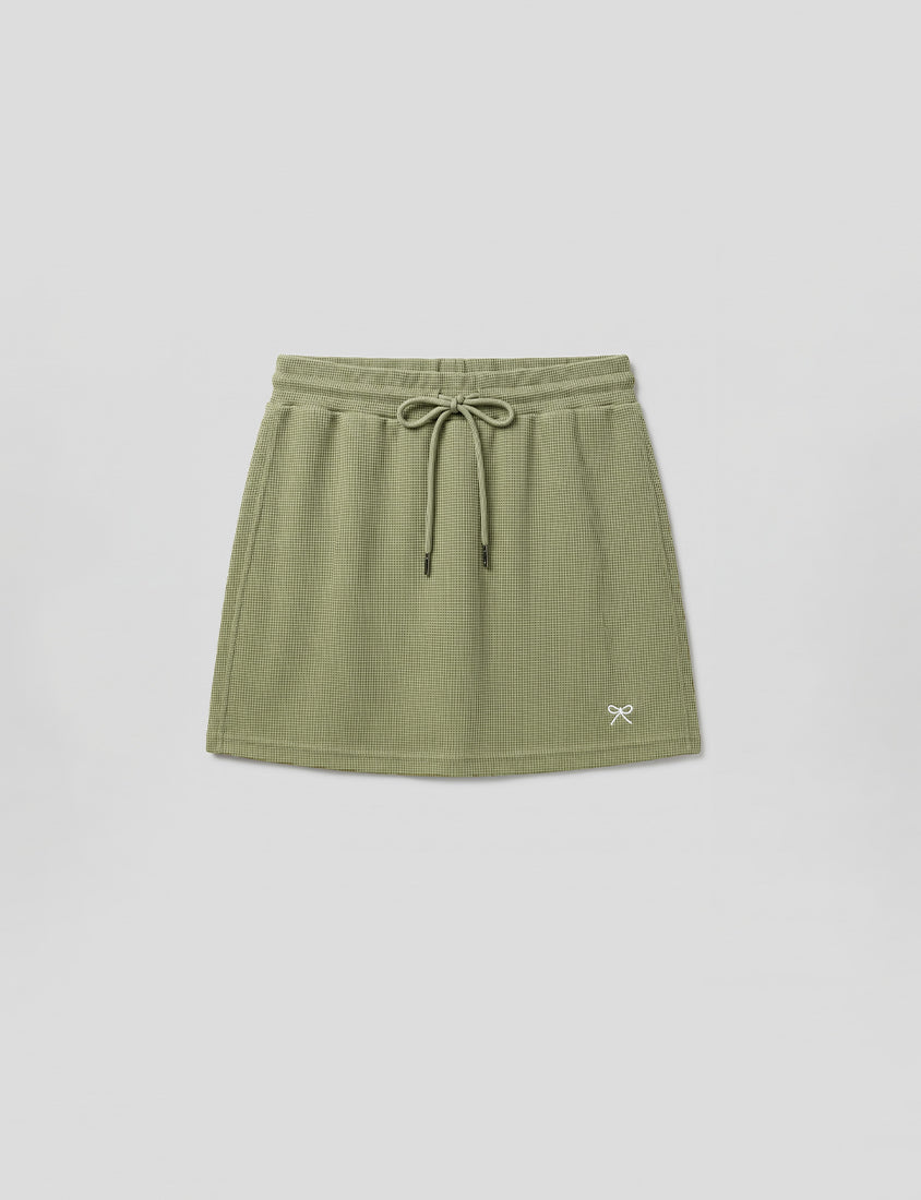 Waffle Knit Butterfly Embroidered Plus Size Skort