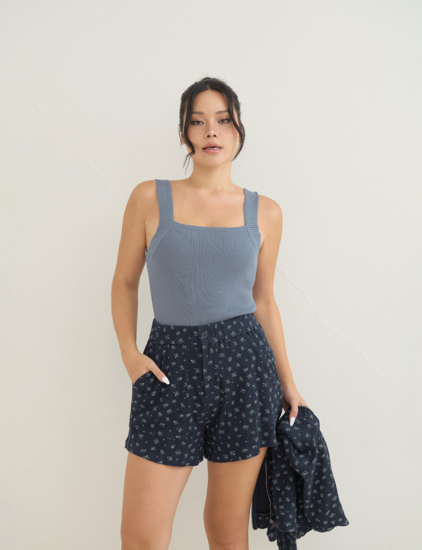 Sweet Floral Waffle Plus Size Shorts
