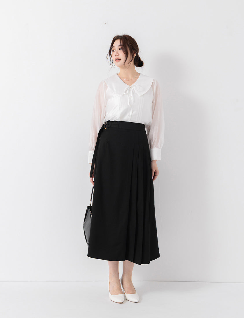 MISS. Ethereal Sheer Collared Plus Size Shirt (with Inner Cami)