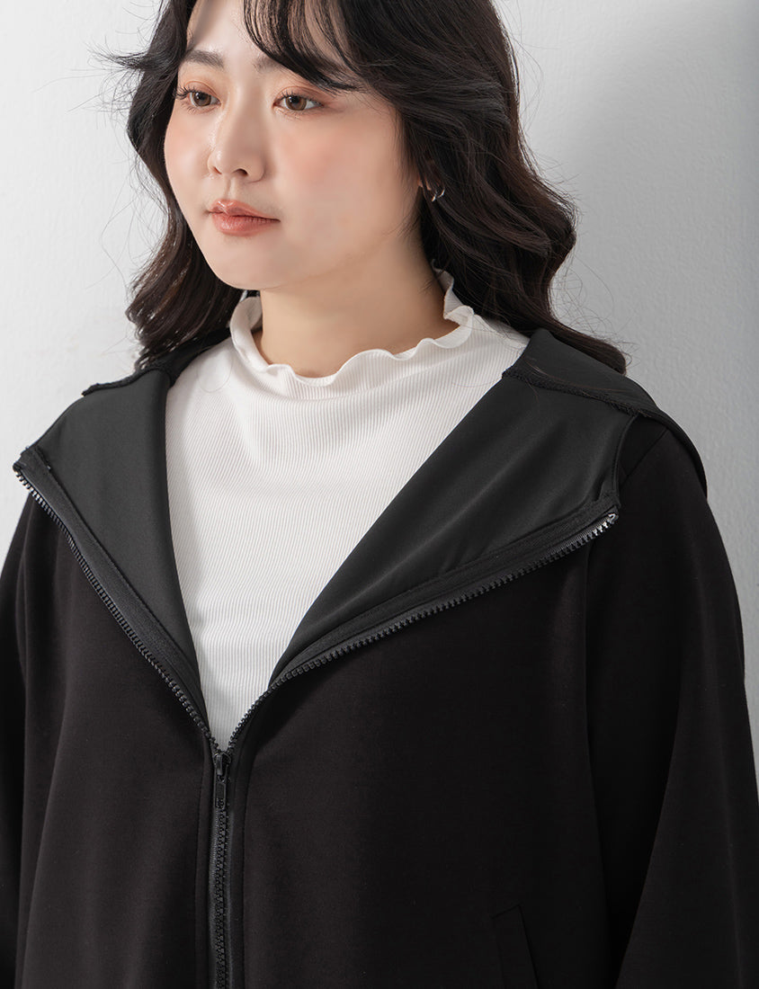 QQ Yogurt Touch Cotton Relaxed Fit Hoodie Plus Size Jacket