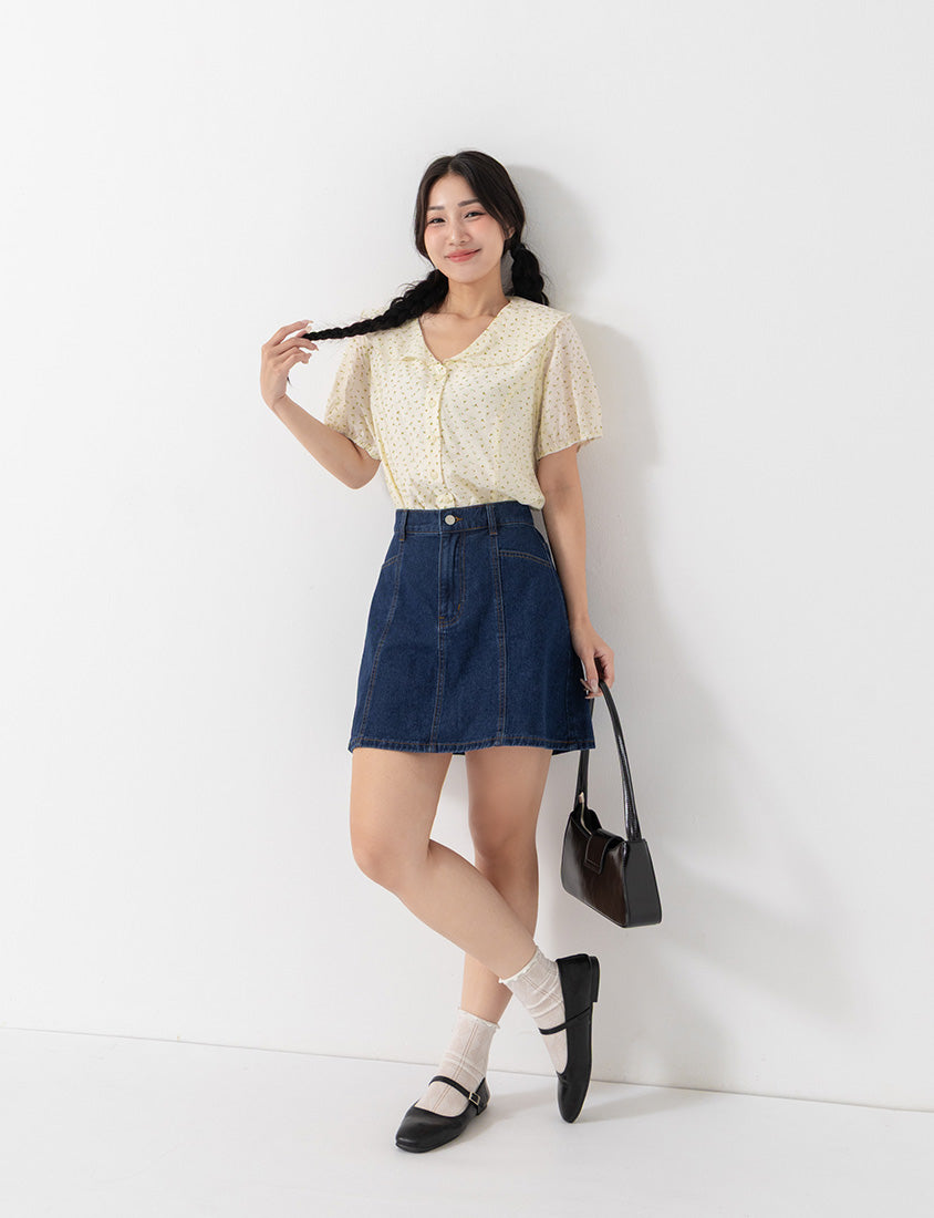 Pear-Shaped Friendly! Perfect Fit Seamed A-Line Denim Plus Size Mini Skirt