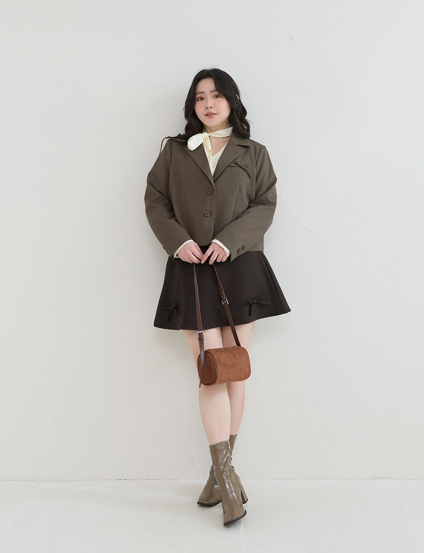 Korean Style Preppy Cropped Plus Size Blazer