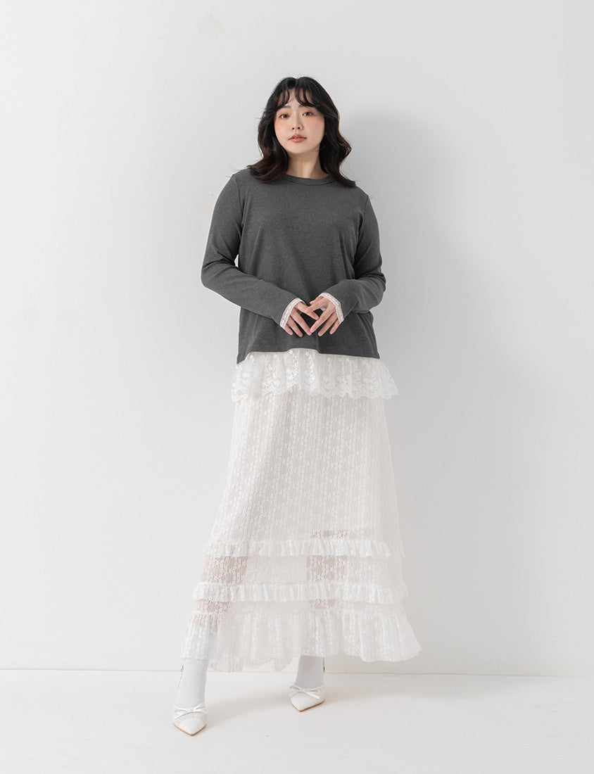 Layering Essential Lace Panel Knit Plus Size Top