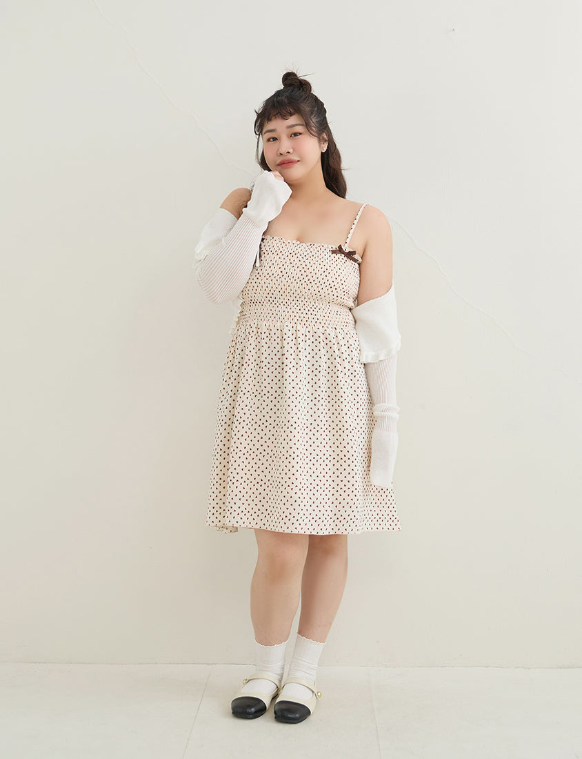 Sweet Contrast Heart Cami Plus Size Mini Dress
