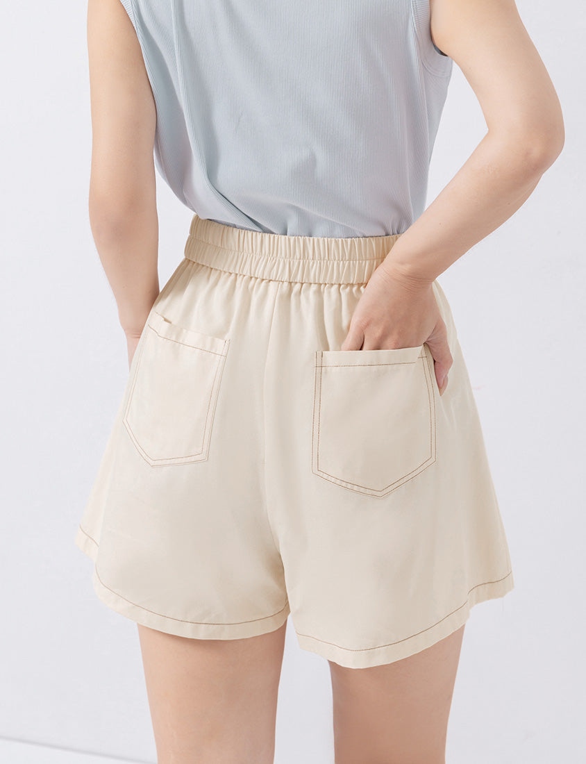 Cool Touch Lyocell Contrast Stitch Plus Size Shorts