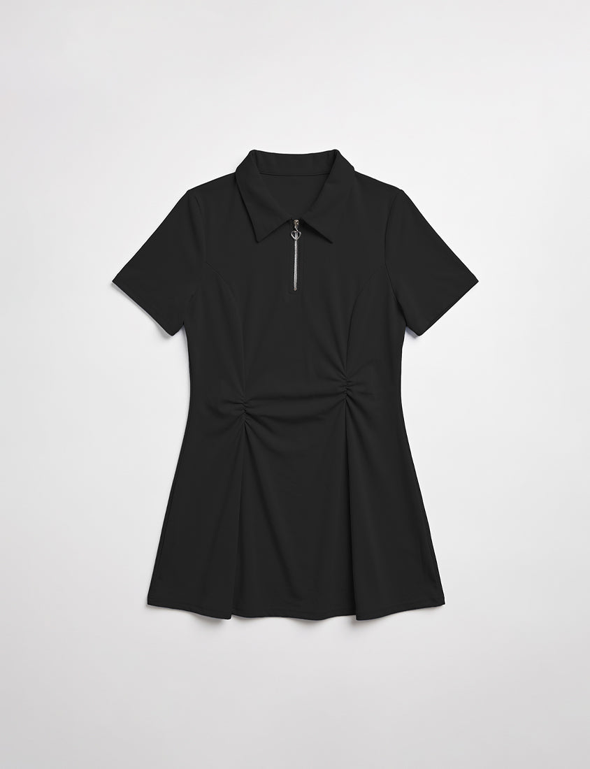 Waist-Defining Stretch Ribbed Plus Size Mini Dress