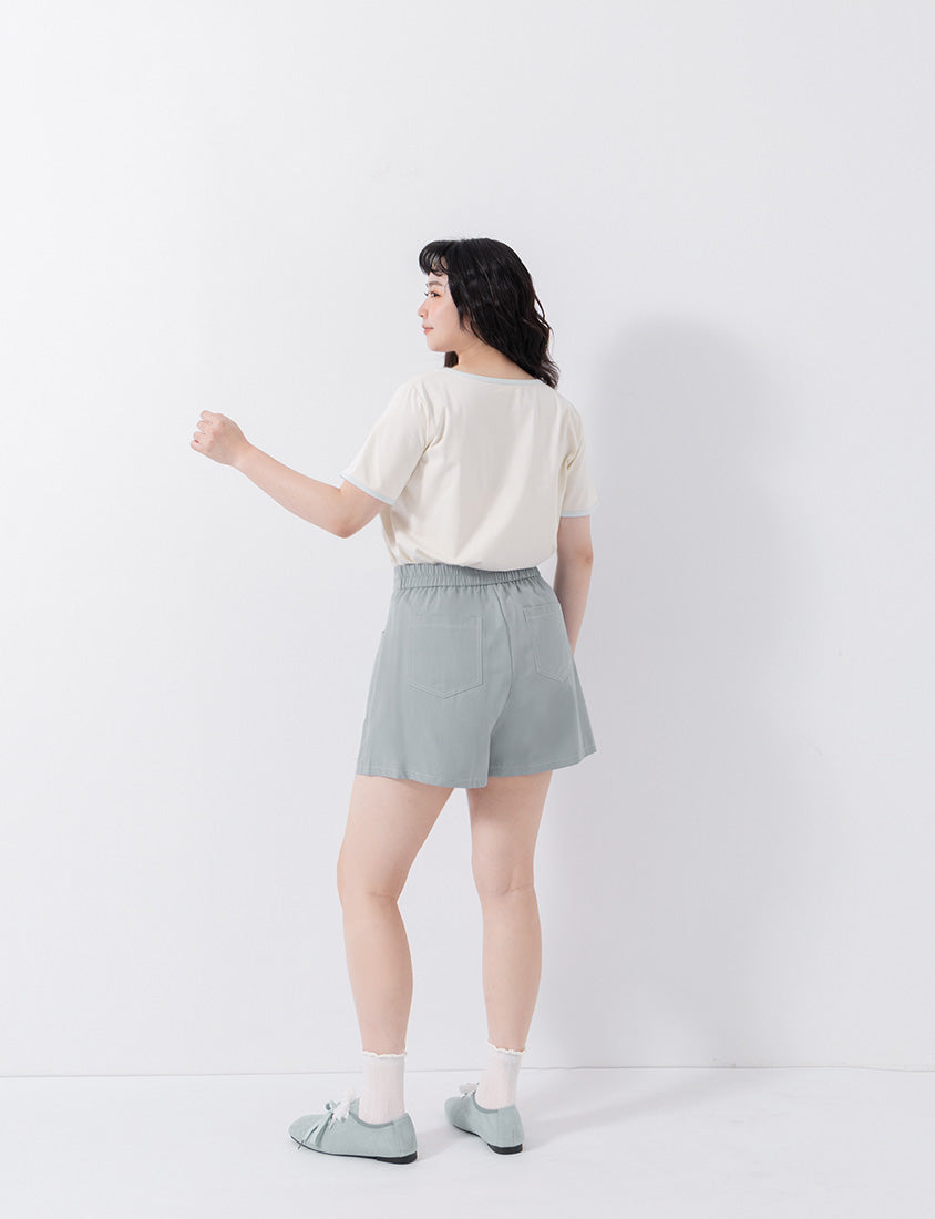 Cool Touch Lyocell Contrast Stitch Plus Size Shorts