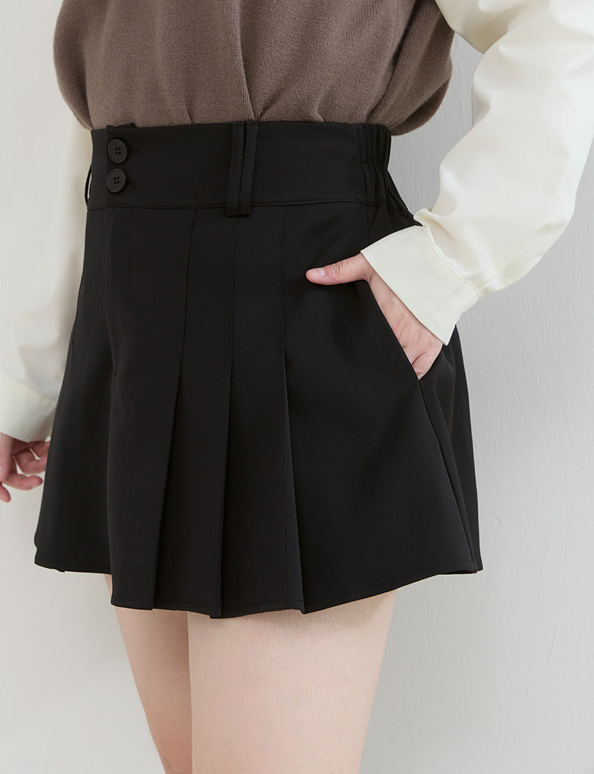 Slimming A-Line Pleated Plus Size Mini Skirt