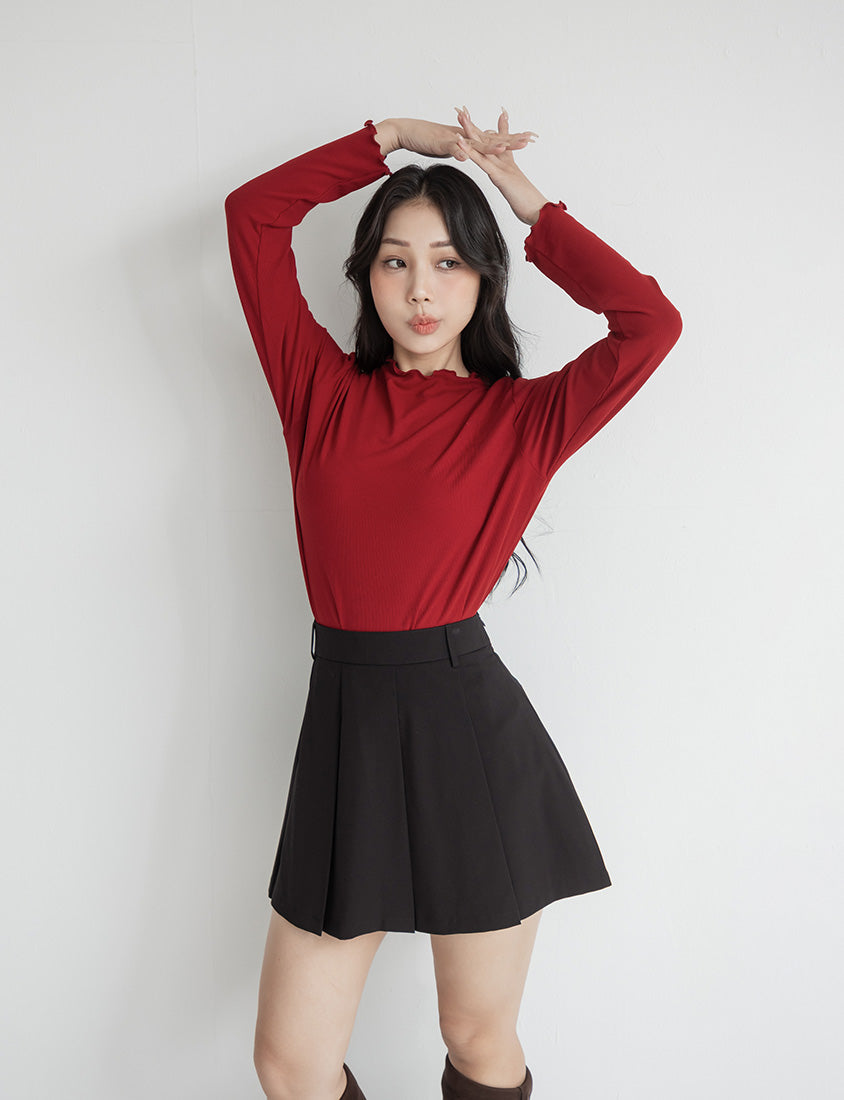 Sweet Preppy Pleated Plus Size Skort